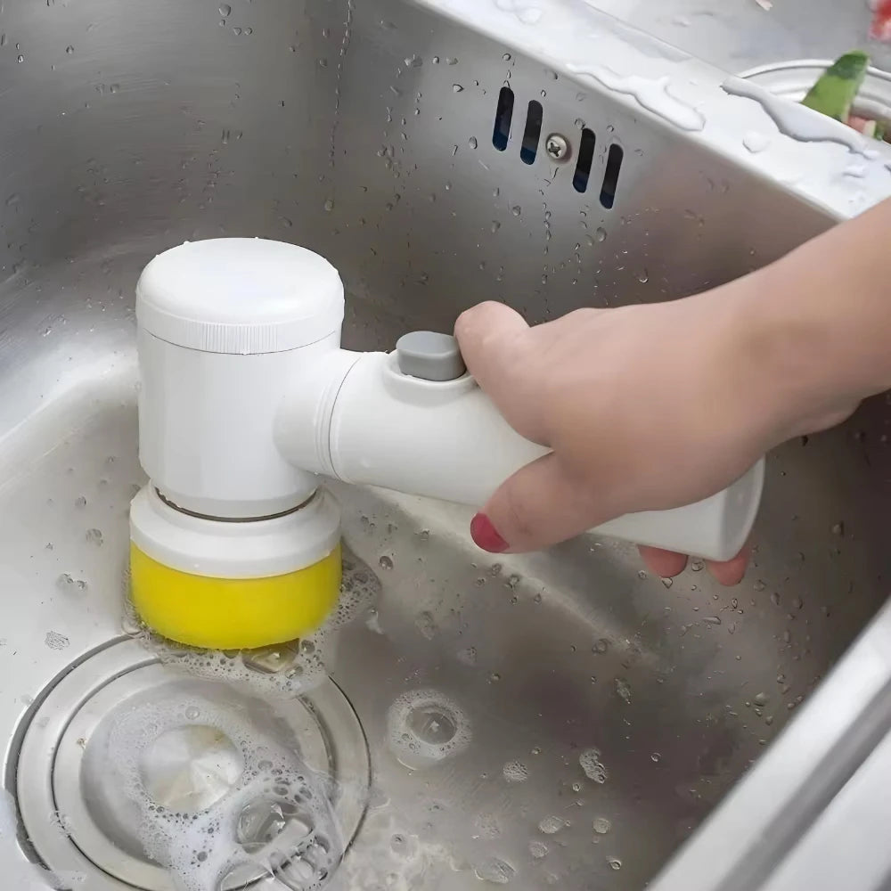 Escova de limpeza elétrica 5 em 1, limpador sem fio para cozinha e banheiro, multiuso