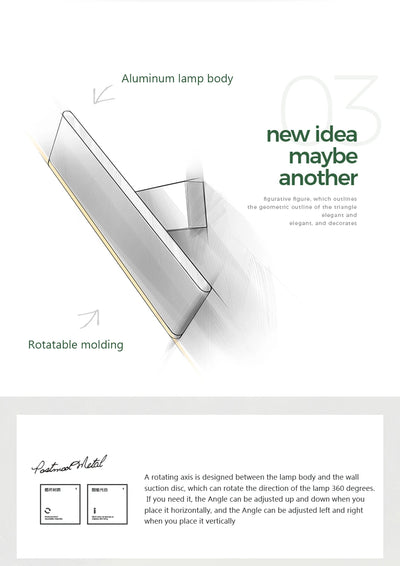 Luminária de parede LED moderna giratória para sala de estar, sala de jantar, quarto, cabeceira, luminária de parede de alumínio, decoração de casa interna, arandela brilhante