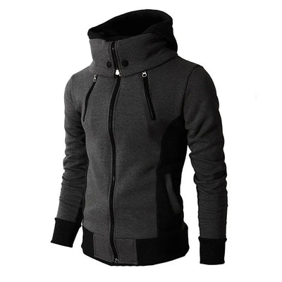 Jaquetas masculinas com zíper 2023, outono inverno, casacos casuais de lã, jaqueta bomber, gola cachecol, moda, com capuz, vestuário masculino slim fit, com capuz