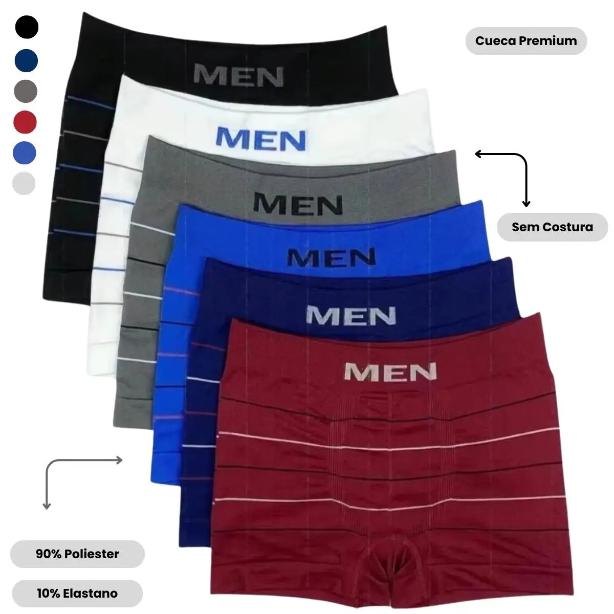Kit 6 Cuecas Boxer Masculinas Sem Costura