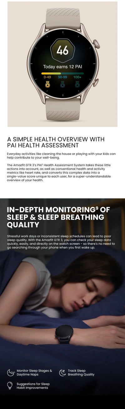 Versão global Amazfit GTR 3 GTR3 GTR-3 Smartwatch 46mm Zepp OS Alexa GPS integrado Relógio inteligente Mais de 150 modos esportivos