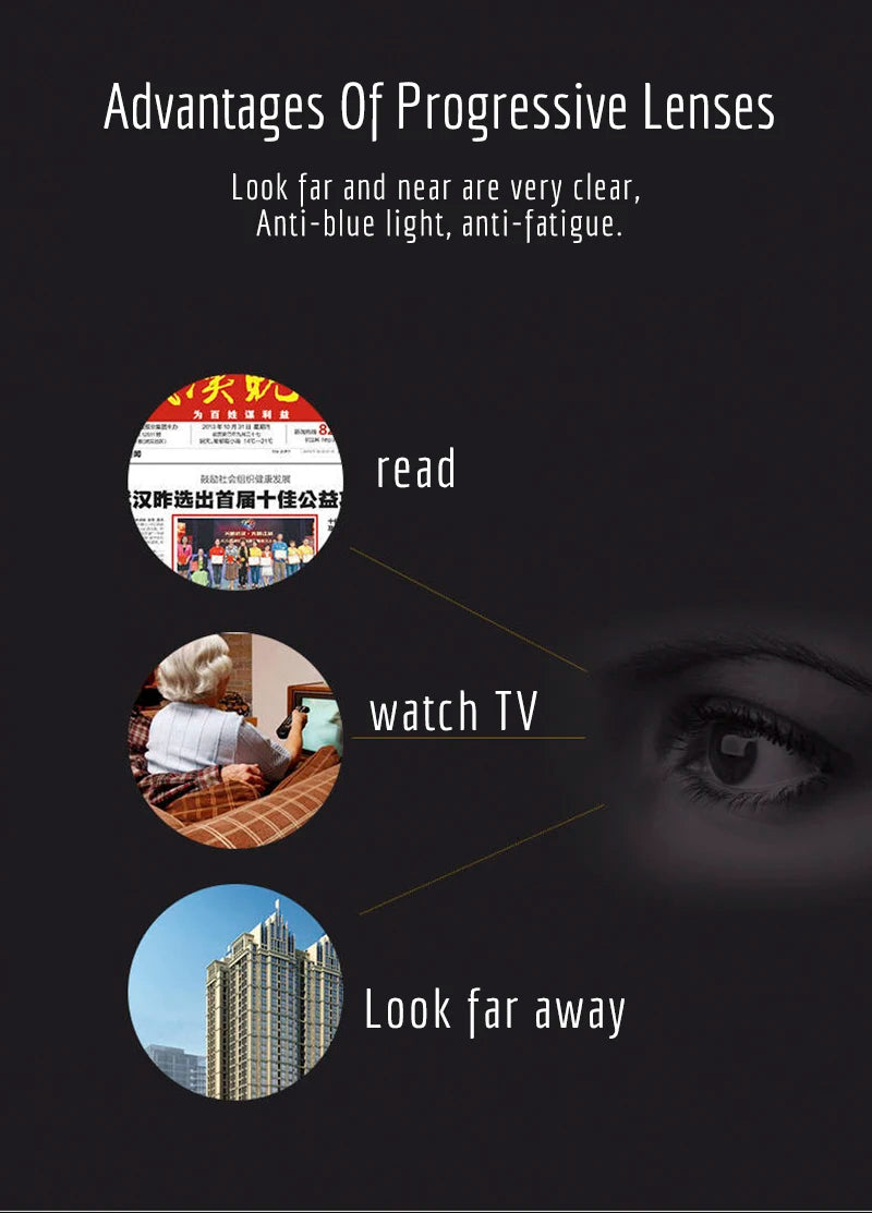 Óculos de leitura progressivos multifocais quadrados Crixalis, moda masculina com dioptrias, antirreflexo, óculos de computador femininos com proteção UV400