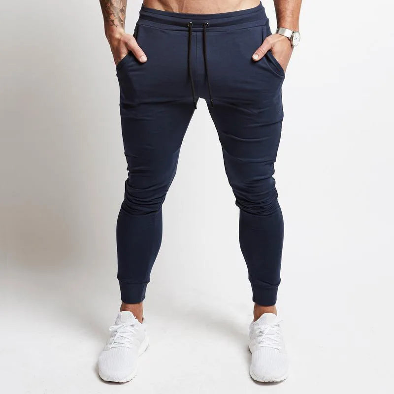 Calça de corrida slim masculina, calça de moletom esportiva afunilada para corrida, exercícios, academia e treino