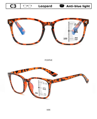 Óculos de leitura progressivos multifocais quadrados Crixalis, moda masculina com dioptrias, antirreflexo, óculos de computador femininos com proteção UV400