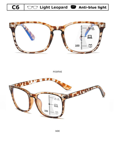 Óculos de leitura progressivos multifocais quadrados Crixalis, moda masculina com dioptrias, antirreflexo, óculos de computador femininos com proteção UV400