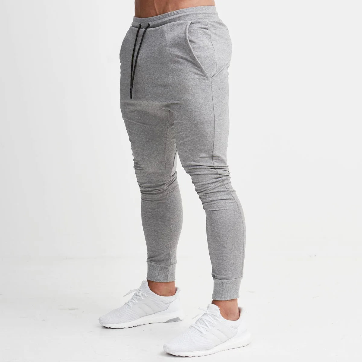 Calça de corrida slim masculina, calça de moletom esportiva afunilada para corrida, exercícios, academia e treino