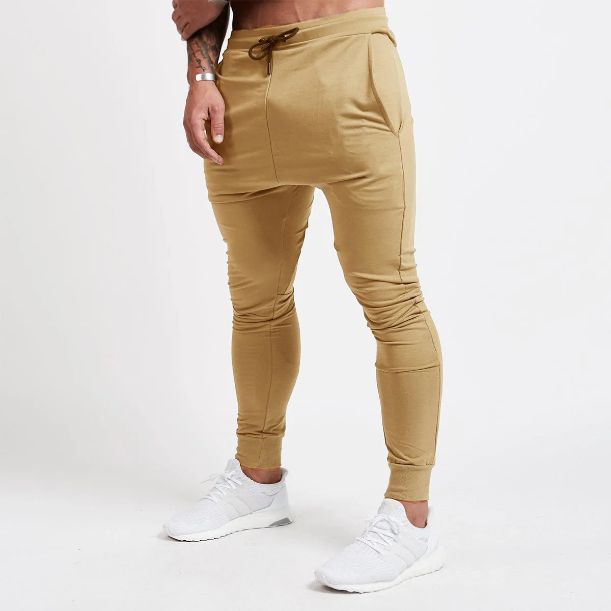 Calça de corrida slim masculina, calça de moletom esportiva afunilada para corrida, exercícios, academia e treino