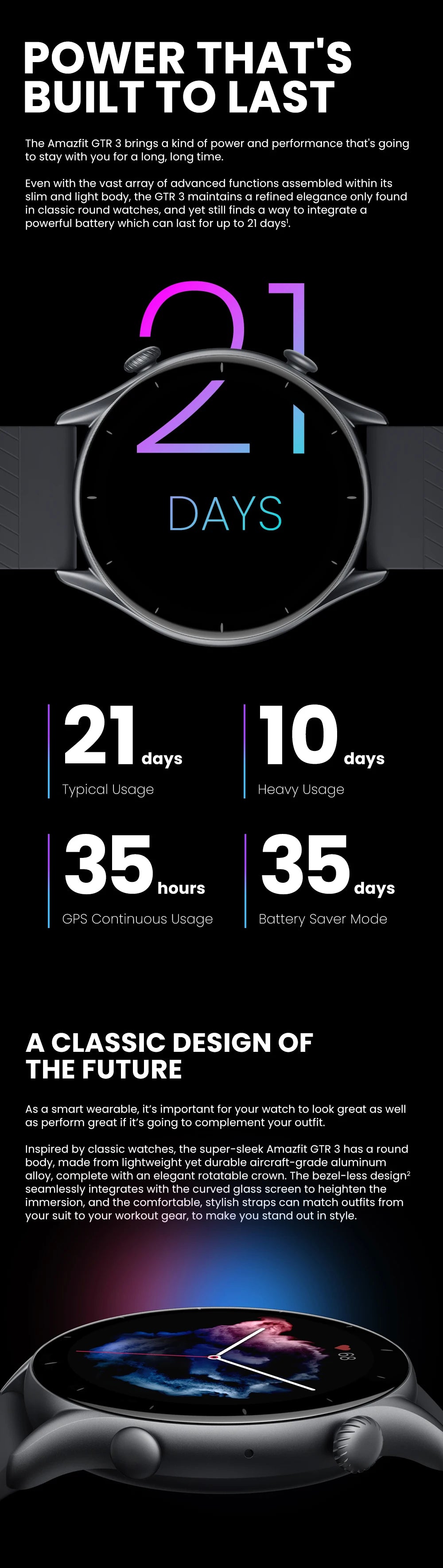 Versão global Amazfit GTR 3 GTR3 GTR-3 Smartwatch 46mm Zepp OS Alexa GPS integrado Relógio inteligente Mais de 150 modos esportivos