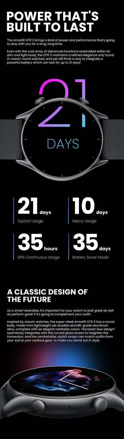 Versão global Amazfit GTR 3 GTR3 GTR-3 Smartwatch 46mm Zepp OS Alexa GPS integrado Relógio inteligente Mais de 150 modos esportivos