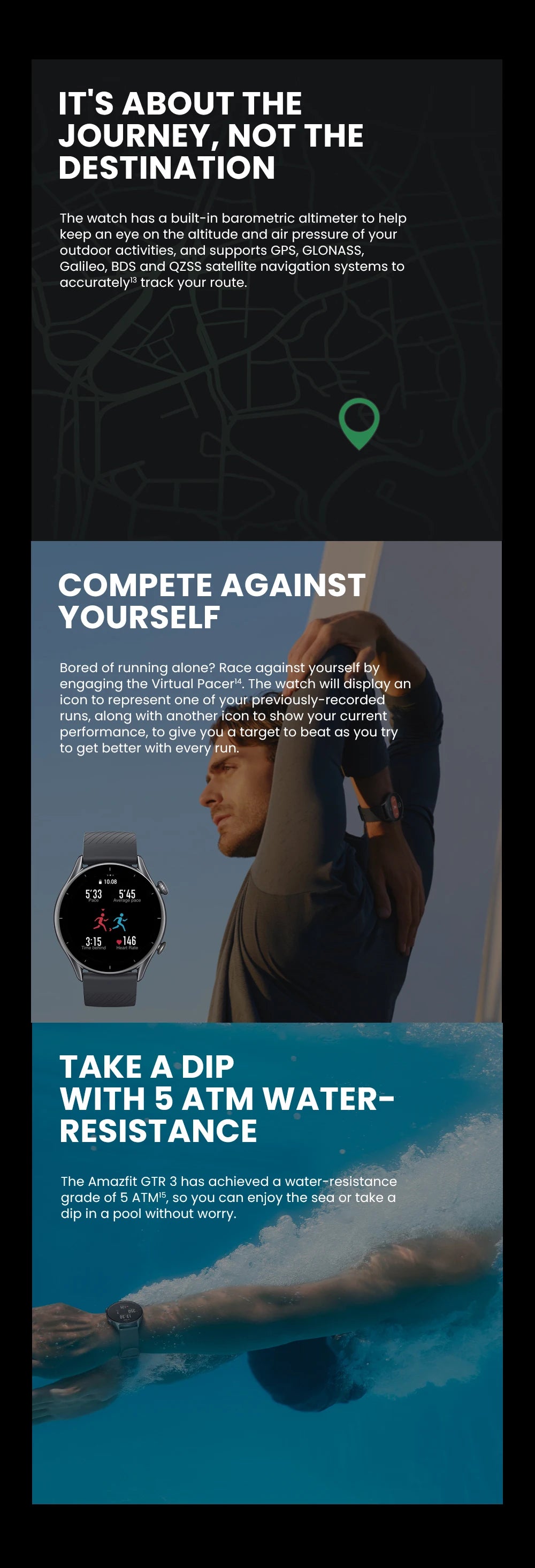 Versão global Amazfit GTR 3 GTR3 GTR-3 Smartwatch 46mm Zepp OS Alexa GPS integrado Relógio inteligente Mais de 150 modos esportivos