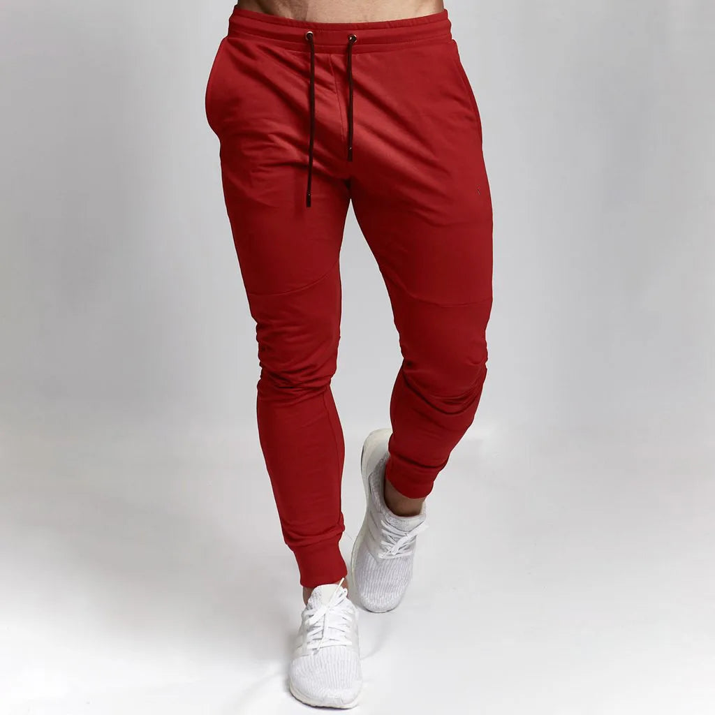 Calça de corrida slim masculina, calça de moletom esportiva afunilada para corrida, exercícios, academia e treino