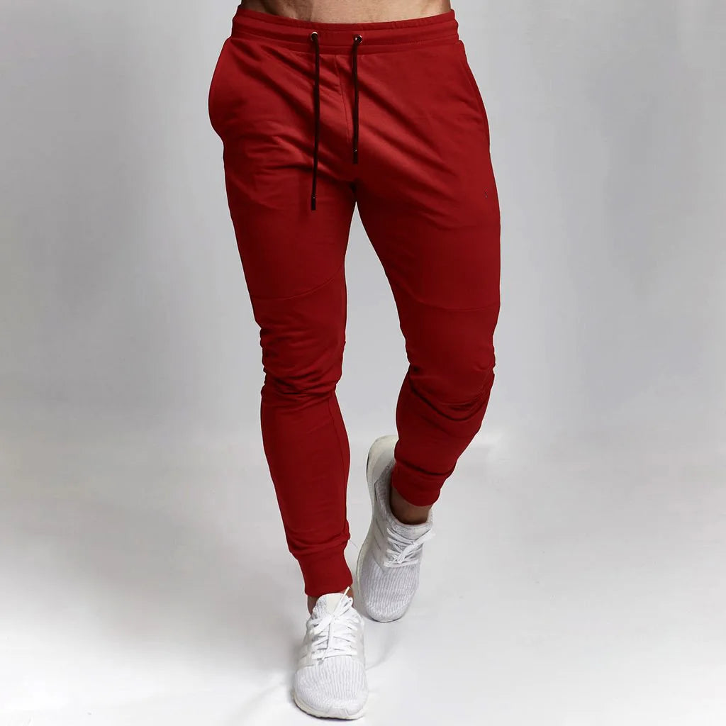 Calça de corrida slim masculina, calça de moletom esportiva afunilada para corrida, exercícios, academia e treino
