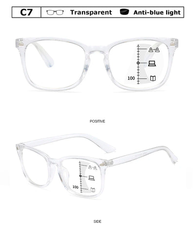 Óculos de leitura progressivos multifocais quadrados Crixalis, moda masculina com dioptrias, antirreflexo, óculos de computador femininos com proteção UV400