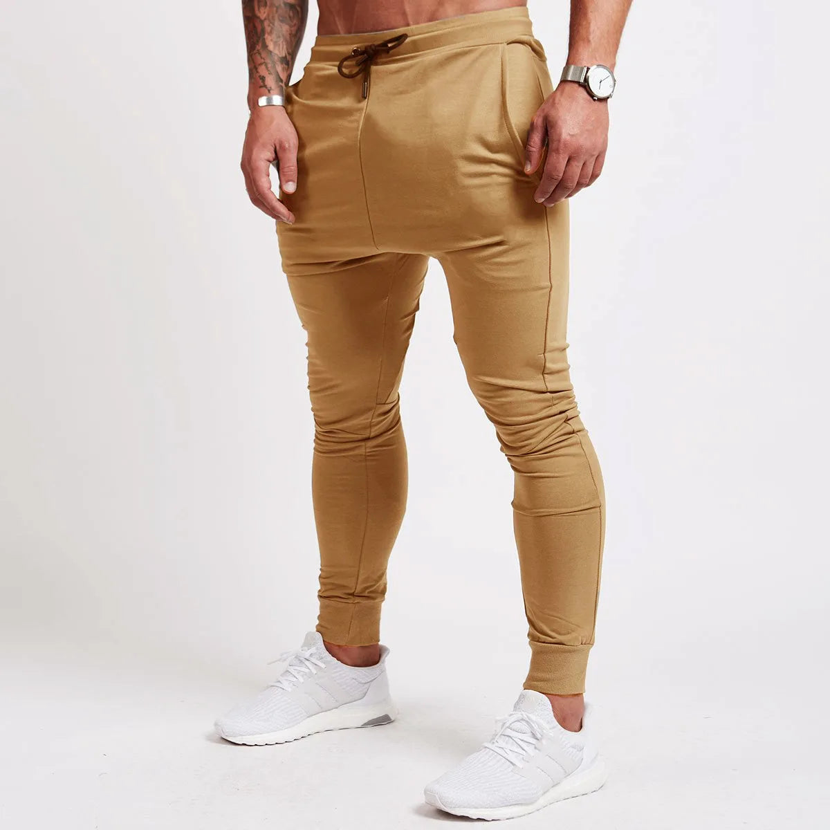 Calça de corrida slim masculina, calça de moletom esportiva afunilada para corrida, exercícios, academia e treino