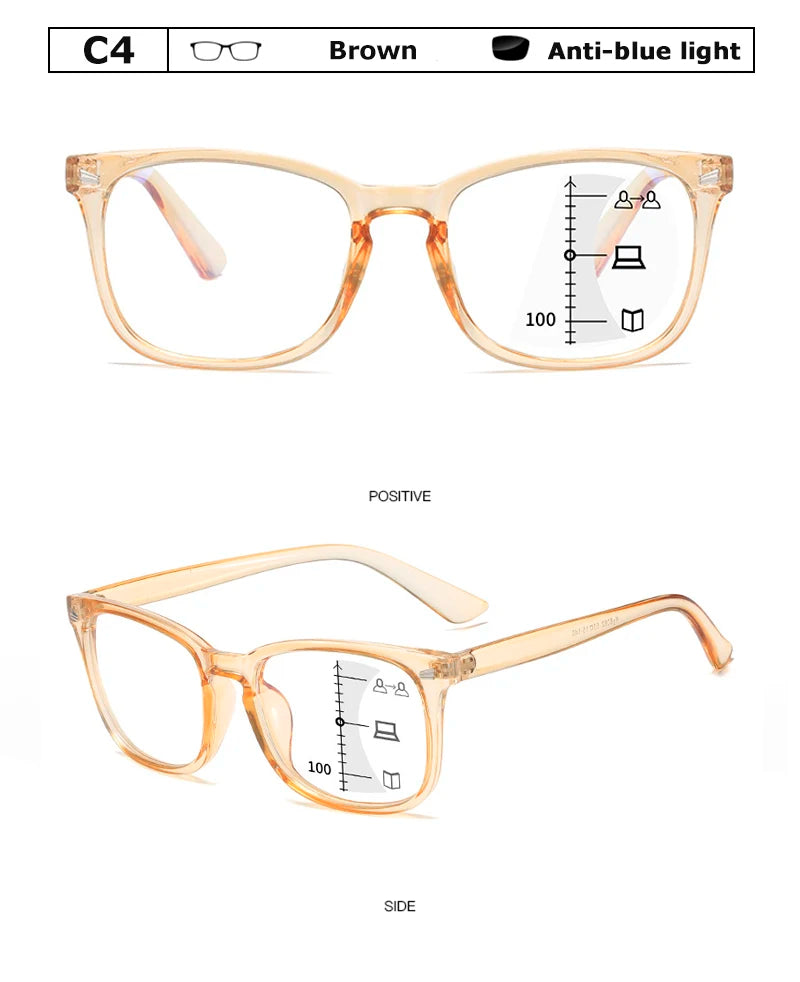 Óculos de leitura progressivos multifocais quadrados Crixalis, moda masculina com dioptrias, antirreflexo, óculos de computador femininos com proteção UV400