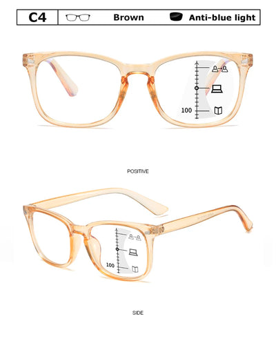 Óculos de leitura progressivos multifocais quadrados Crixalis, moda masculina com dioptrias, antirreflexo, óculos de computador femininos com proteção UV400