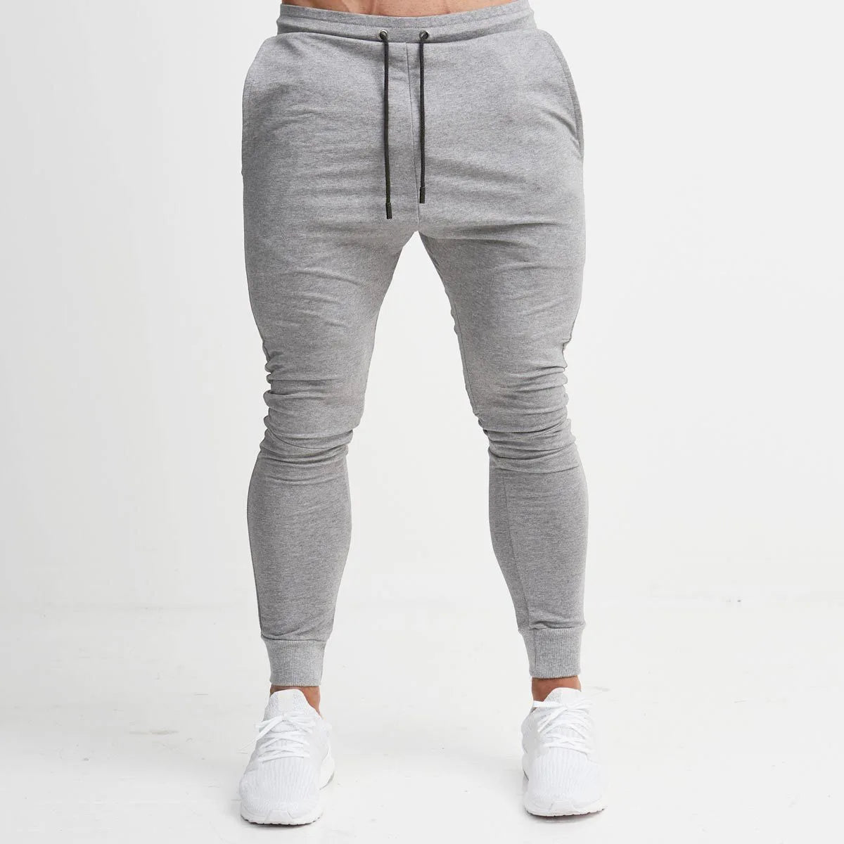 Calça de corrida slim masculina, calça de moletom esportiva afunilada para corrida, exercícios, academia e treino