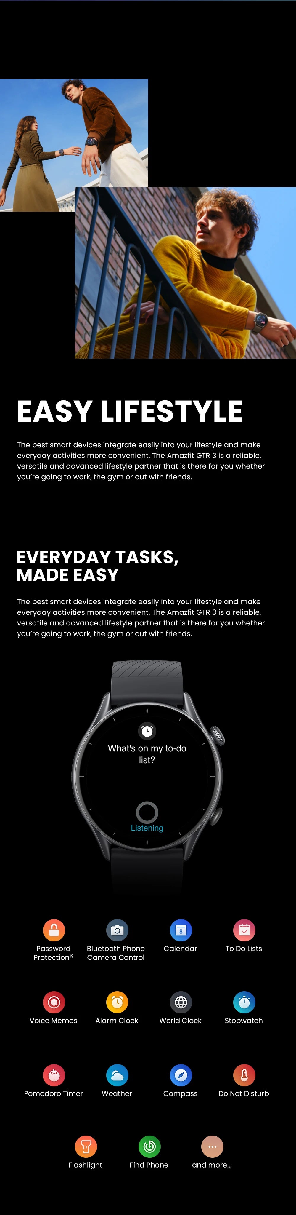 Versão global Amazfit GTR 3 GTR3 GTR-3 Smartwatch 46mm Zepp OS Alexa GPS integrado Relógio inteligente Mais de 150 modos esportivos