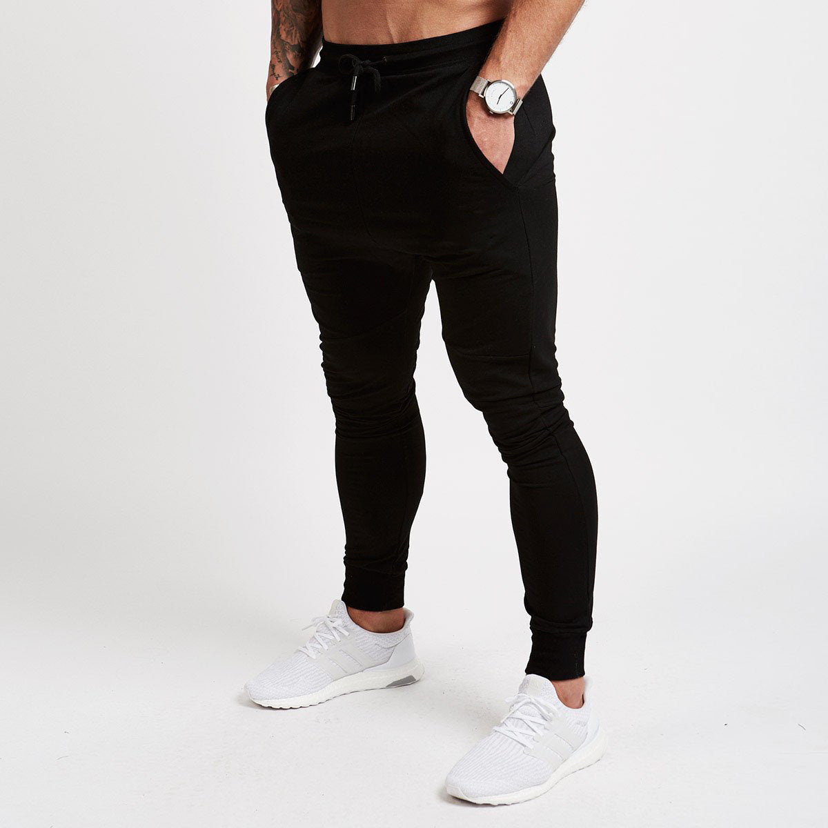 Calça de corrida slim masculina, calça de moletom esportiva afunilada para corrida, exercícios, academia e treino