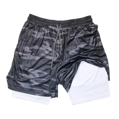Shorts masculinos com vários bolsos, shorts fitness casuais para praia, esportivos, forrados, skinny, estilo cotidiano, malha camuflada, shorts para corrida