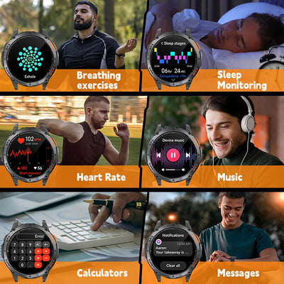 Relógio inteligente LIGE GPS premium, novo, altímetro, barômetro, tela AMOLED, GPS e bússola integrados, relógio inteligente esportivo militar masculino