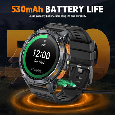 Relógio inteligente LIGE GPS premium, novo, altímetro, barômetro, tela AMOLED, GPS e bússola integrados, relógio inteligente esportivo militar masculino