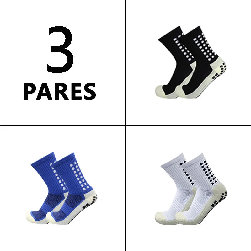 Meias de futebol masculinas, meias de corrida de poliamida, meias de futebol antiderrapantes, meias de corrida de cano médio