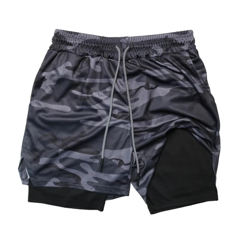 Shorts masculinos com vários bolsos, shorts fitness casuais para praia, esportivos, forrados, skinny, estilo cotidiano, malha camuflada, shorts para corrida