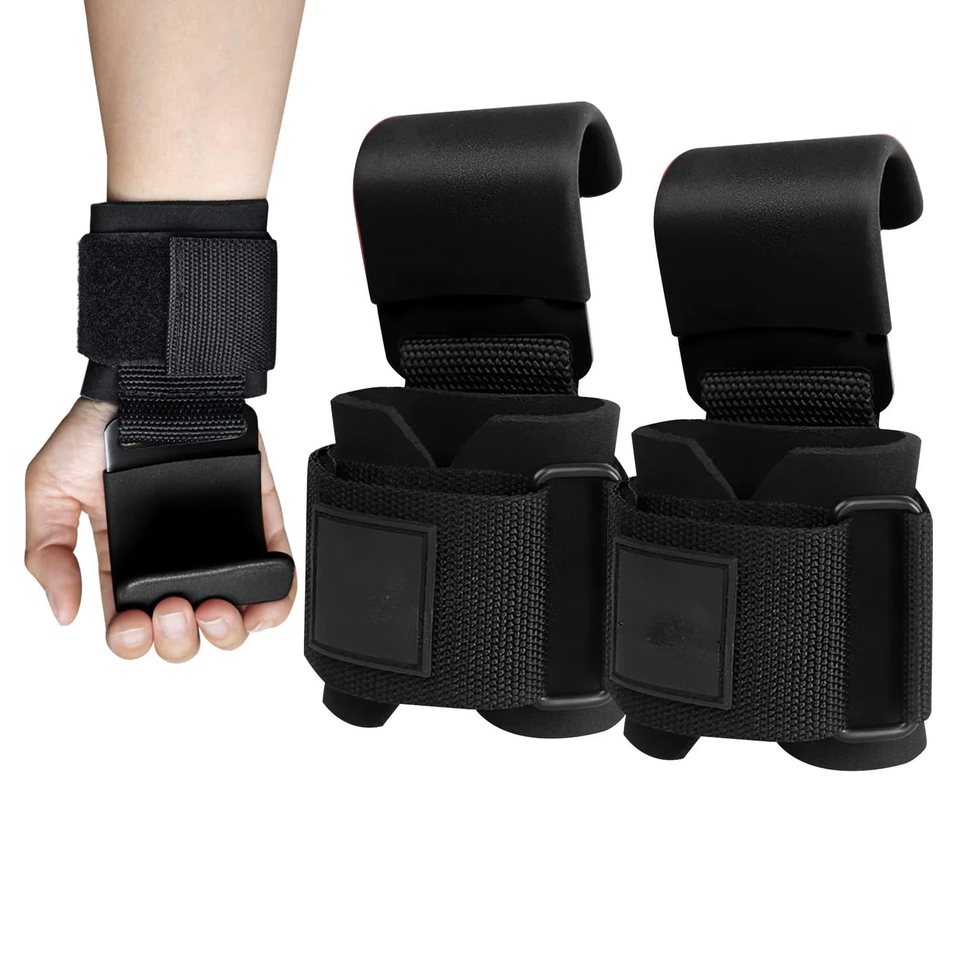1/2 peças de gancho de elevação, alça de pulso, suporte de mão, luvas de levantamento de peso, fitness, para homens e mulheres, equipamentos de ginástica