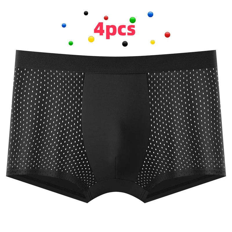 4 peças Banboo Fibra Cueca Masculina Boxer Masculino Calcinha Sólida Shorts Cuecas Masculinas Respirável Íntimo Boxers Masculinos 4 peças