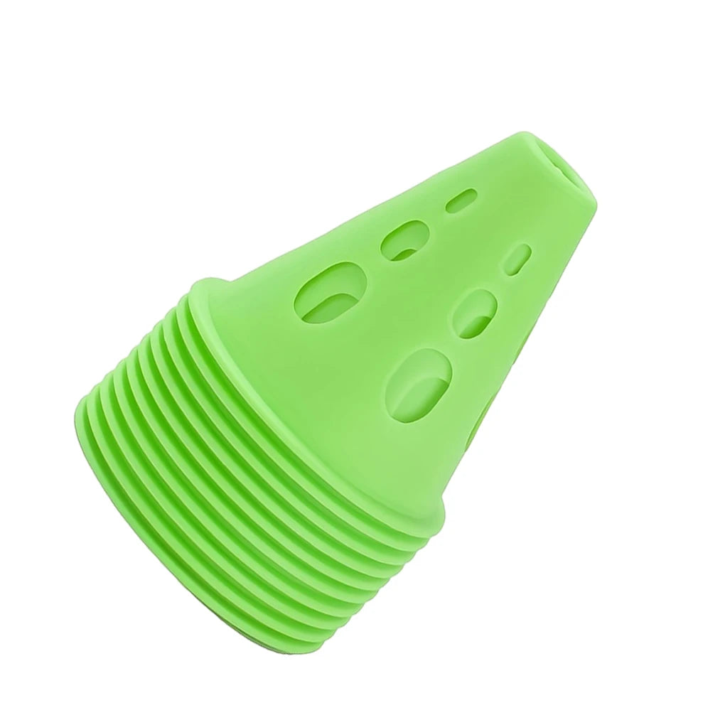 Cone de treinamento de futebol rosa com 10 peças de pilha oca para patinação, à prova de vento, para montagem rápida e fácil armazenamento