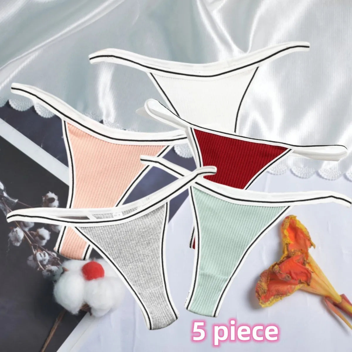 Calcinha feminina de algodão, fio dental sexy, sem costura, invisível, cintura baixa, confortável, cor sólida, fio dental