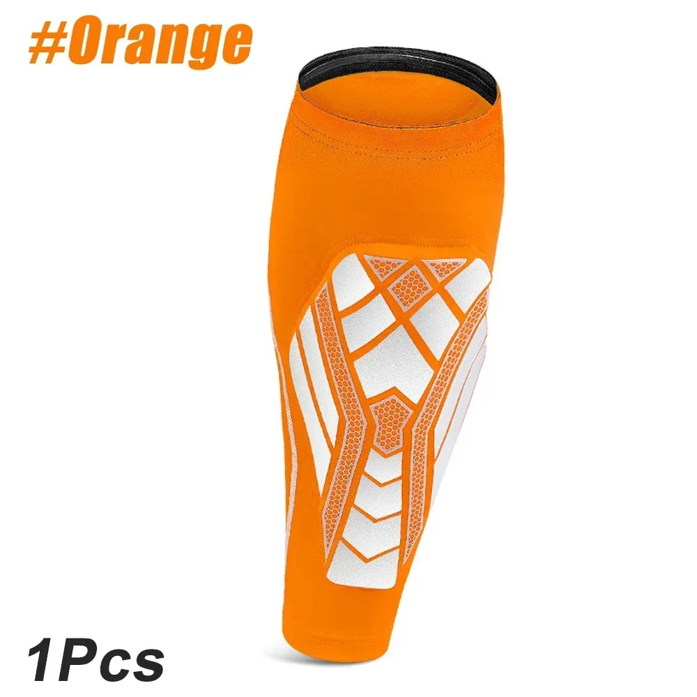 1 peça de mangas de compressão para panturrilha com almofada de EVA para homens e mulheres, suporte para pernas para dores nas canelas, caneleiras para corrida de futebol