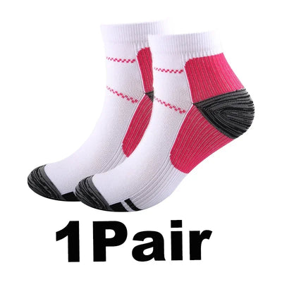 1/3/5 pares de meias masculinas e femininas, meias de compressão elásticas de pressão para casais, esportes ao ar livre, corrida, ciclismo, meias de cano curto, barco