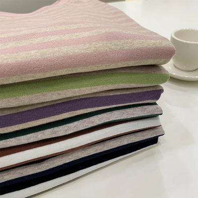 Camisetas listradas de manga curta de verão, versáteis, femininas, de malha, básicas, casuais, camisetas femininas, confortáveis, soltas, de algodão, 2023, camisa Harajuku