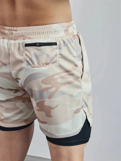 Shorts masculinos com vários bolsos, shorts fitness casuais para praia, esportivos, forrados, skinny, estilo cotidiano, malha camuflada, shorts para corrida