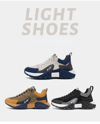 Tênis masculinos de sola grossa, calçados da moda, versáteis, vulcanizados, com cadarço, para corrida ao ar livre, antiderrapantes