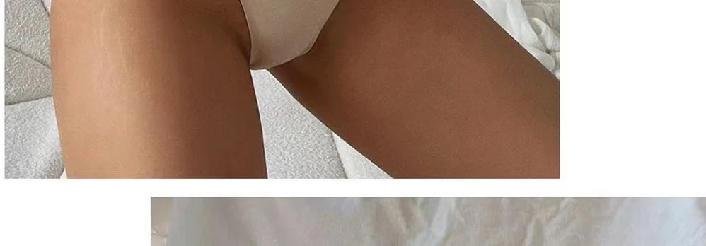 Lote com 4 peças de calcinhas sensuais sem costura, roupa íntima feminina, com cordão de seda gelo, cintura fina, tanga feminina, lisa, tanga feminina, costas nuas