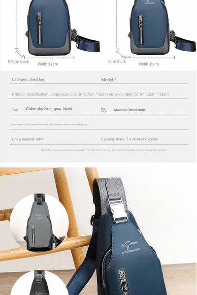 Bolsa de peito masculina nova moda estilo coreano casual esportiva à prova d'água bolsa de peito oxford transversal para homens bolsa de ombro mensageiro