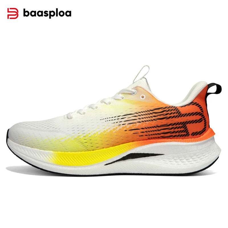 Tênis esportivos masculinos Baasploa para corrida, com placa de carbono, com amortecimento profissional, respirável e antiderrapante para corrida ao ar livre