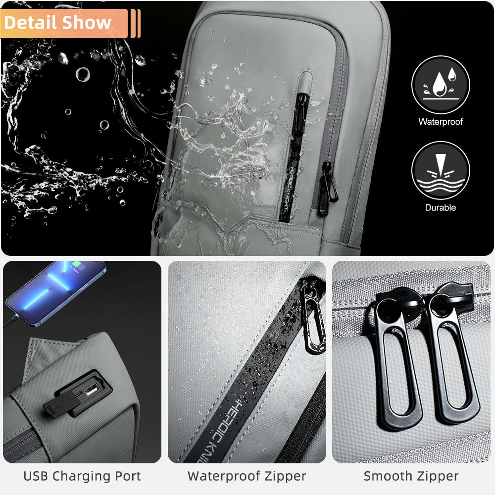 Mochila Heroic Knight para laptop de 14" Mochila fina masculina multifuncional para negócios, à prova d'água, com carregamento USB, mochila de viagem para trabalho