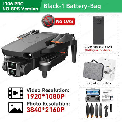 LYZRC L106 / L106MAX HD Câmera Dupla Comutação Motor Brushless RC Drone Dobrável Mini Wifi 2.4GHz 360° Helicóptero OAS Inteligente