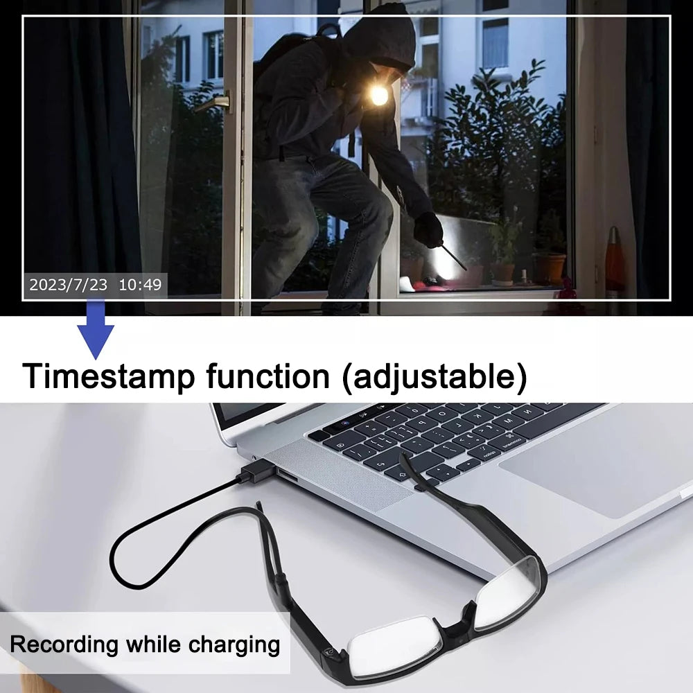 Óculos de câmera HD 1080P Mini Óculos DVR Óculos de câmera Óculos de vídeo esportivos Óculos para atividades ao ar livre Óculos de câmera para conferências, direção, etc.