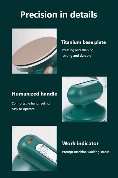 Máquina de passar roupa portátil JIQI, base de cerâmica e titânio, para uso doméstico e viagens