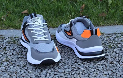 Tênis casuais masculinos patchwork, de malha respirável, para corrida ao ar livre, quentes, com cadarço e antiderrapantes