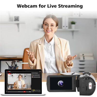 Câmera de vídeo 8K, tela LCD sensível ao toque de 3 polegadas, 60 FPS/64 MP, zoom digital de 18x, gravadora Ultra HD, Wi-Fi, filmadora portátil