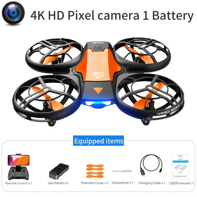 V8 Novo Mini 4K HD 1080P Grande Angular WiFi FPV RC Drone com Função de Manutenção de Altura Ideal Brinquedos Infantis 4DRC