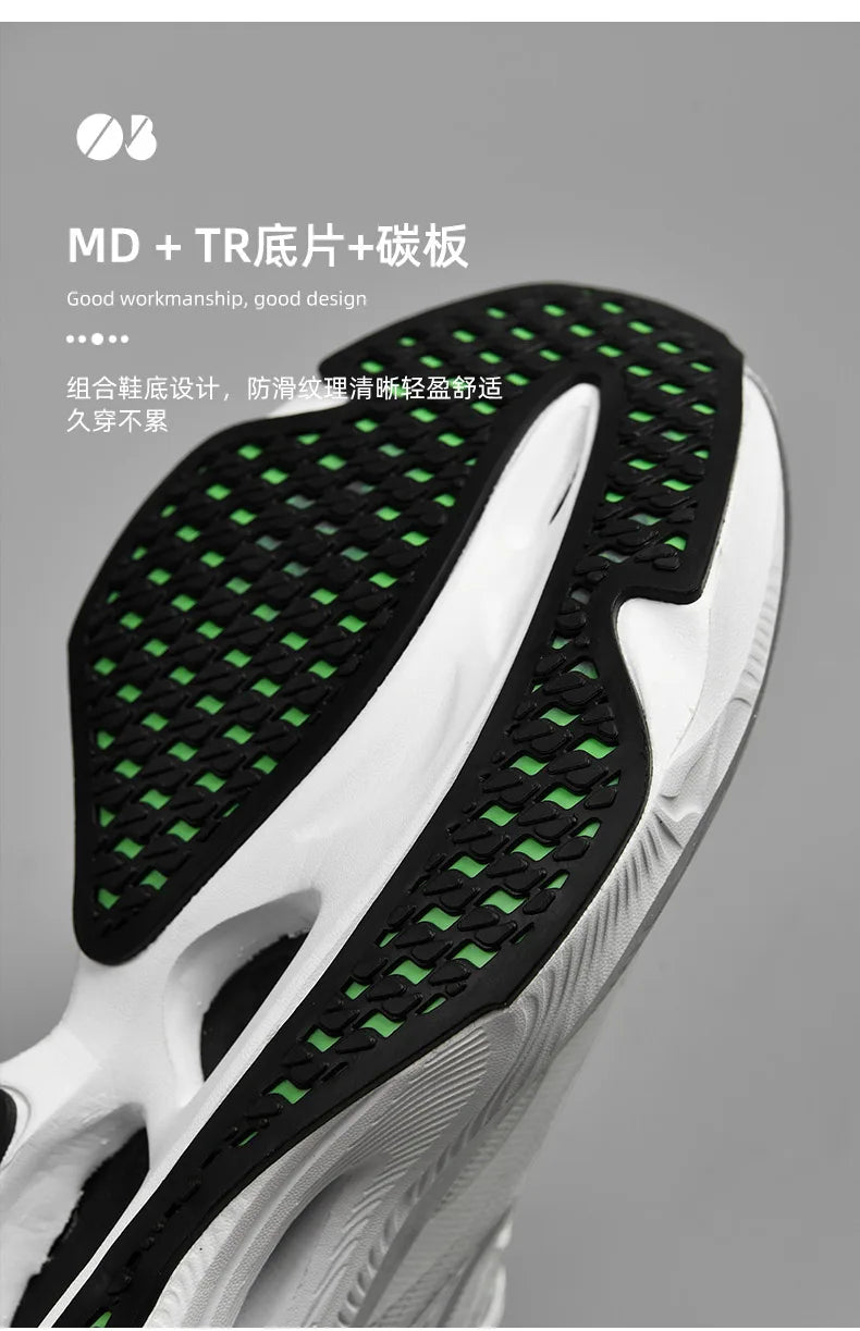 Tênis de corrida esportivos masculinos com almofada de ar de carbono para maratona, respirável, leve e feminino, tênis esportivos confortáveis e antiderrapantes