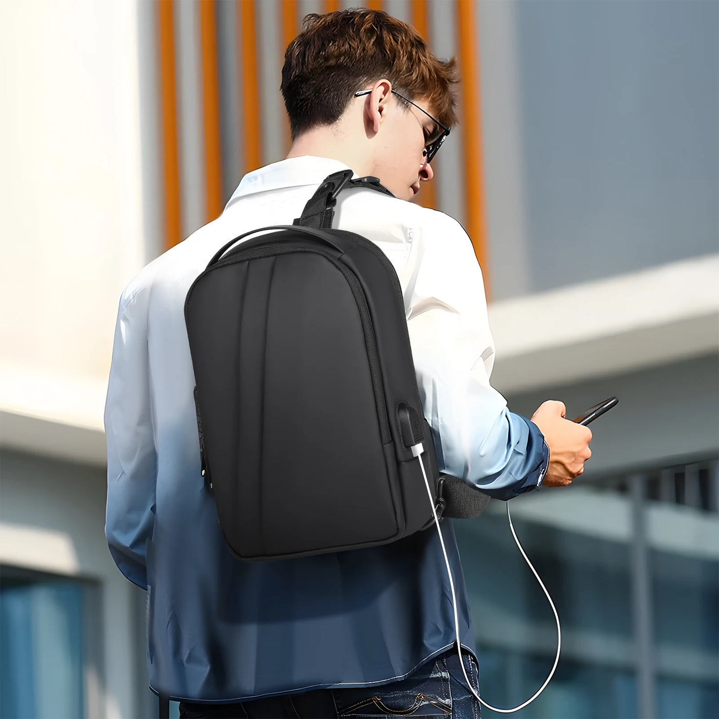 Geestock Bolsa transversal antifurto para mulheres e homens, multifuncional, com carregamento USB, bolsa de ombro, mensageiro, bolsa de viagem tipo tiracolo