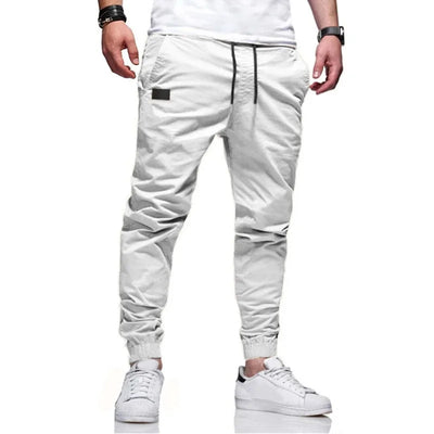 Calça cargo longa masculina de cor sólida, nova coleção outono 2019, calça de moletom masculina de alta qualidade, calça esportiva branca casual, roupas de grife